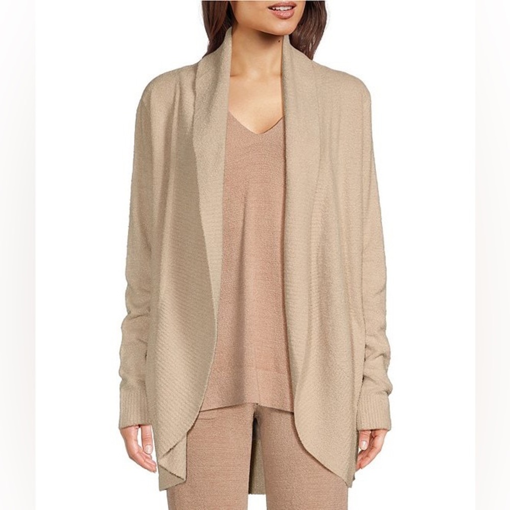 Elegant Taupe Open Front Barefoot Dreams Cardigan